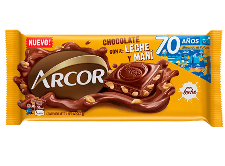 CHOCOLATE ARCOR CON MANI 95 GR