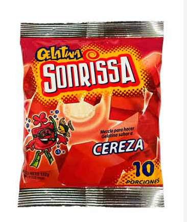 GELATINA SONRISSA SABOR A CEREZA 132G