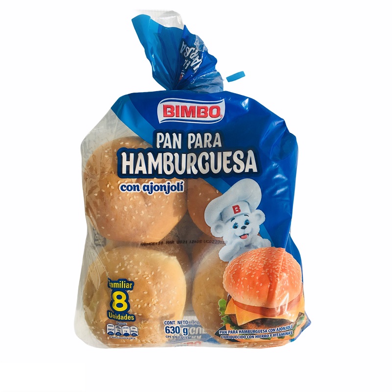 PAN BIMBO HAMBURGUESA 8UNI 630Gr