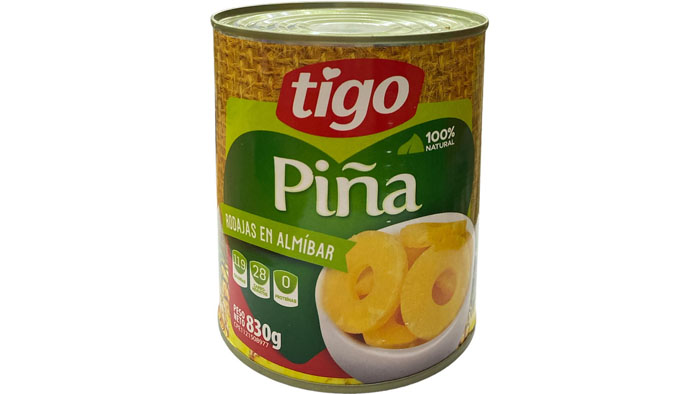 PIÑA EN RODAJAS EN ALMIBAR TIGO 830G